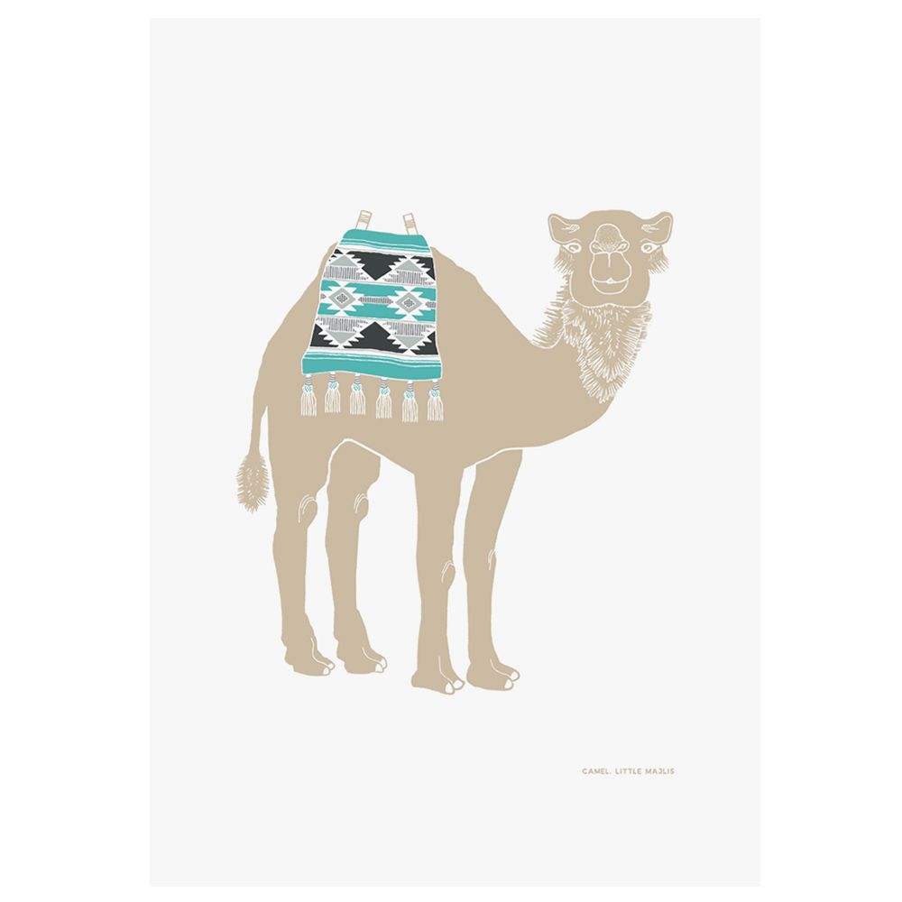 Little Majlis - A4 Art Print Camel - Blue and Silver