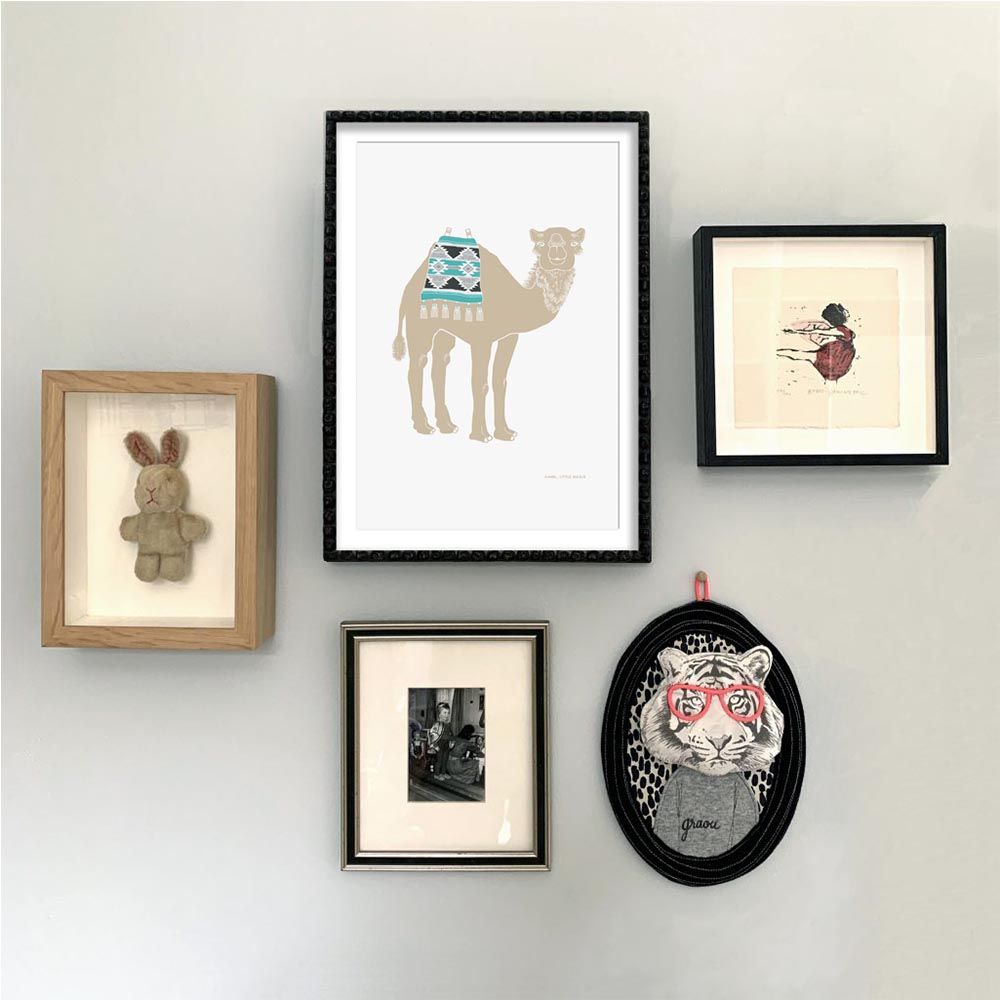 Little Majlis - A4 Art Print Camel - Blue and Silver