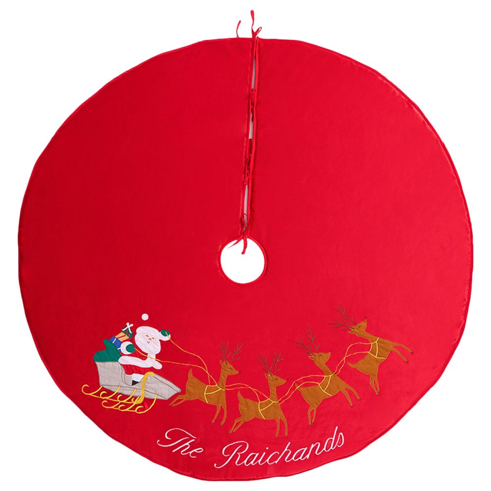 Little West Street - Santa In Sleigh Tree Skirt - Red