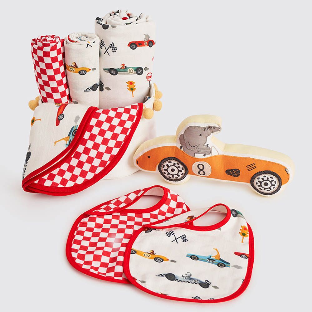 Little West Street - Racing Cars Gift Hamper-8pcs White/Red