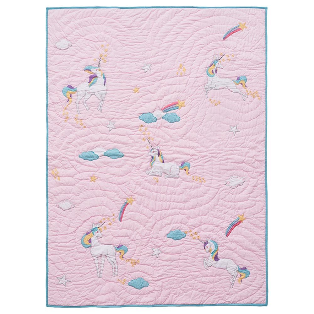 Little West Street - Unicorns Baby/Toddler Quilt - Pink