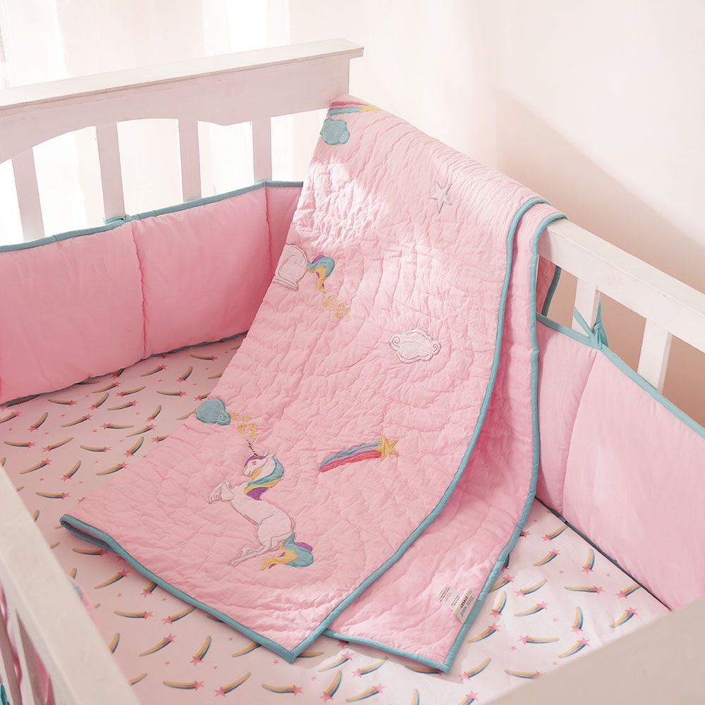 Little West Street - Unicorns Baby/Toddler Quilt - Pink