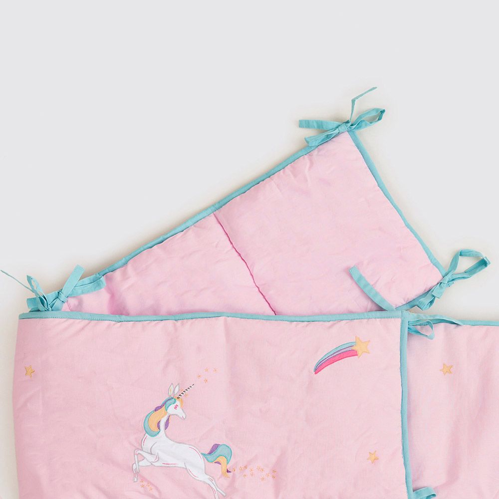 Little West Street - Unicorns Reversible Bumper - Pink