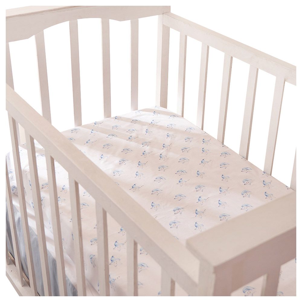 Little West Street - Organic Sleepy Star Blue Crib Sheet 30 x 30cm