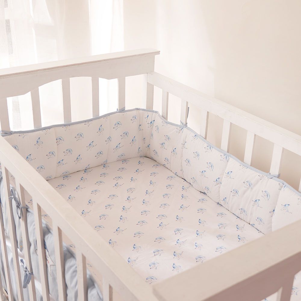 Little West Street - Organic Sleepy Star Blue Crib Sheet 30 x 30cm