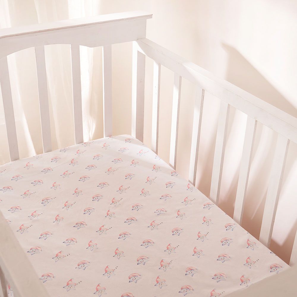 Little West Street - Organic Sleepy Star Pink Crib Sheet