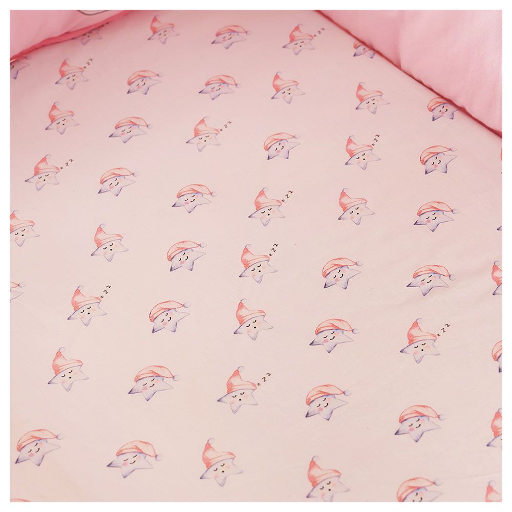 Little West Street - Organic Sleepy Star Pink Crib Sheet