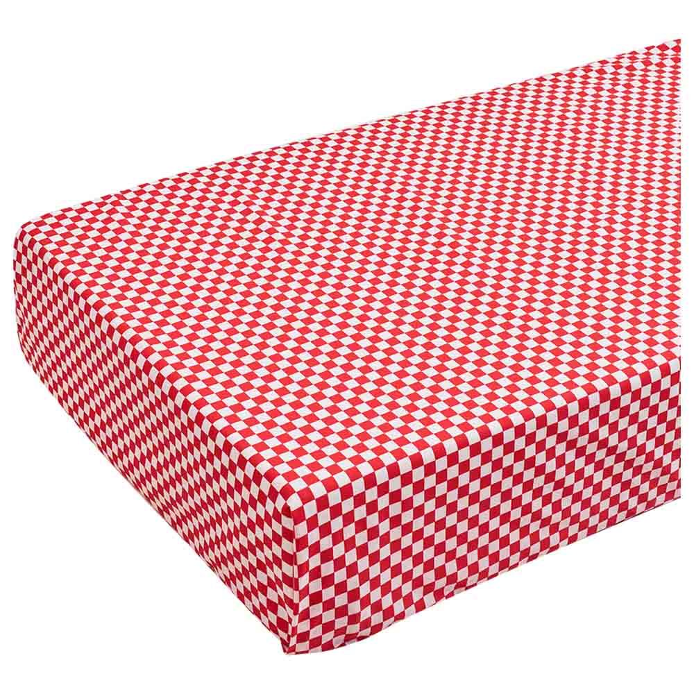 Little West Street - Organic Red Checks Crib Sheet - Red