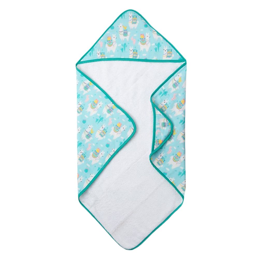 Little West Street - Llama Printed Hooded Towel - Green