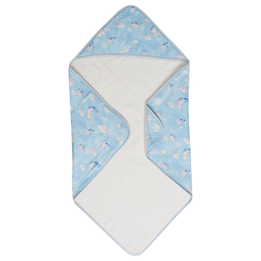 Little West Street - Celestial Blue Muslin Hooded Towel