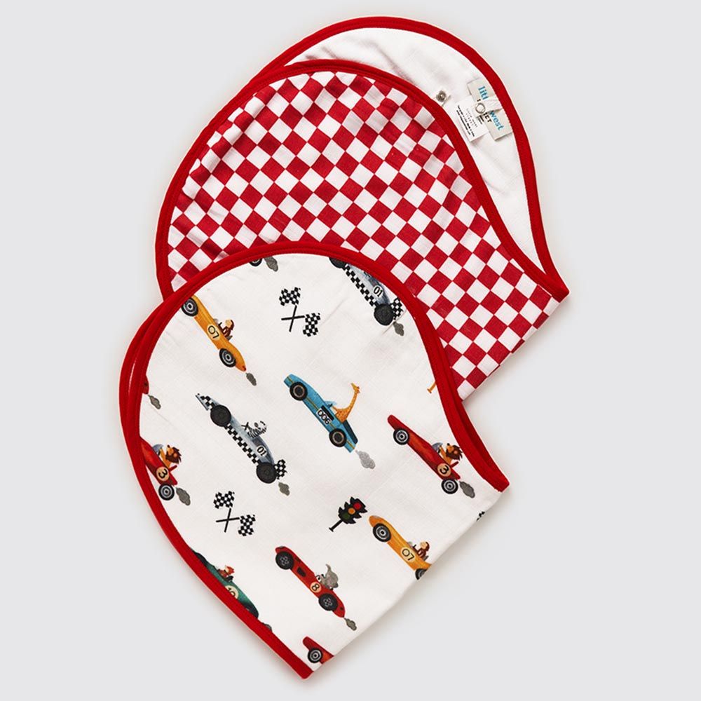 Little West Street - Racing Cars Cloth & Bib Set-2pcs