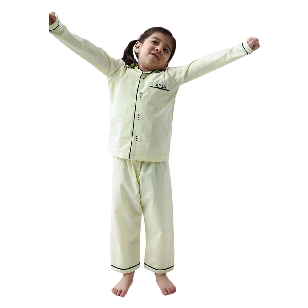 Little West Street Myla Embroidered Pajama Set Lime