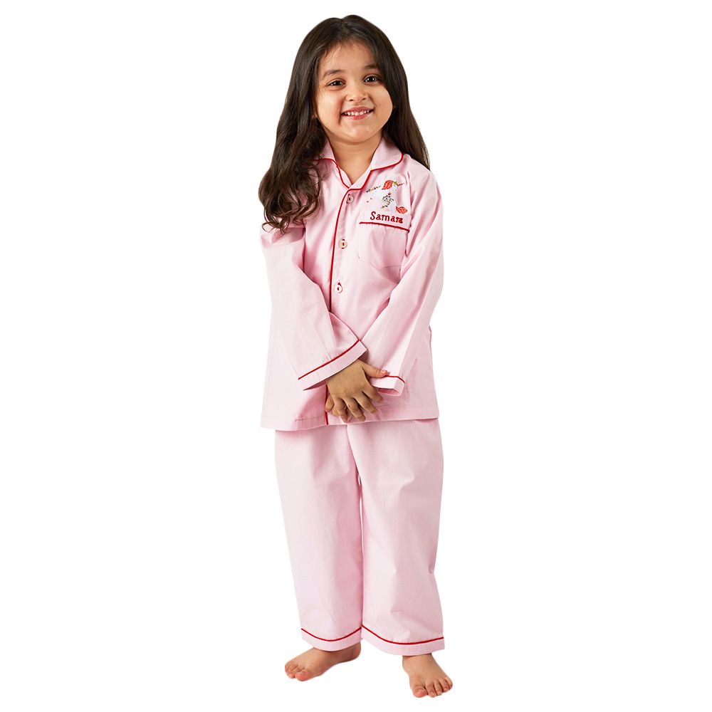 Little West Street Happy Unicorn Pajama Set Pink/Red