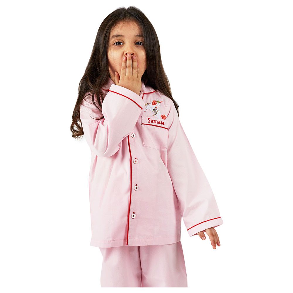 Little West Street Happy Unicorn Pajama Set Pink/Red