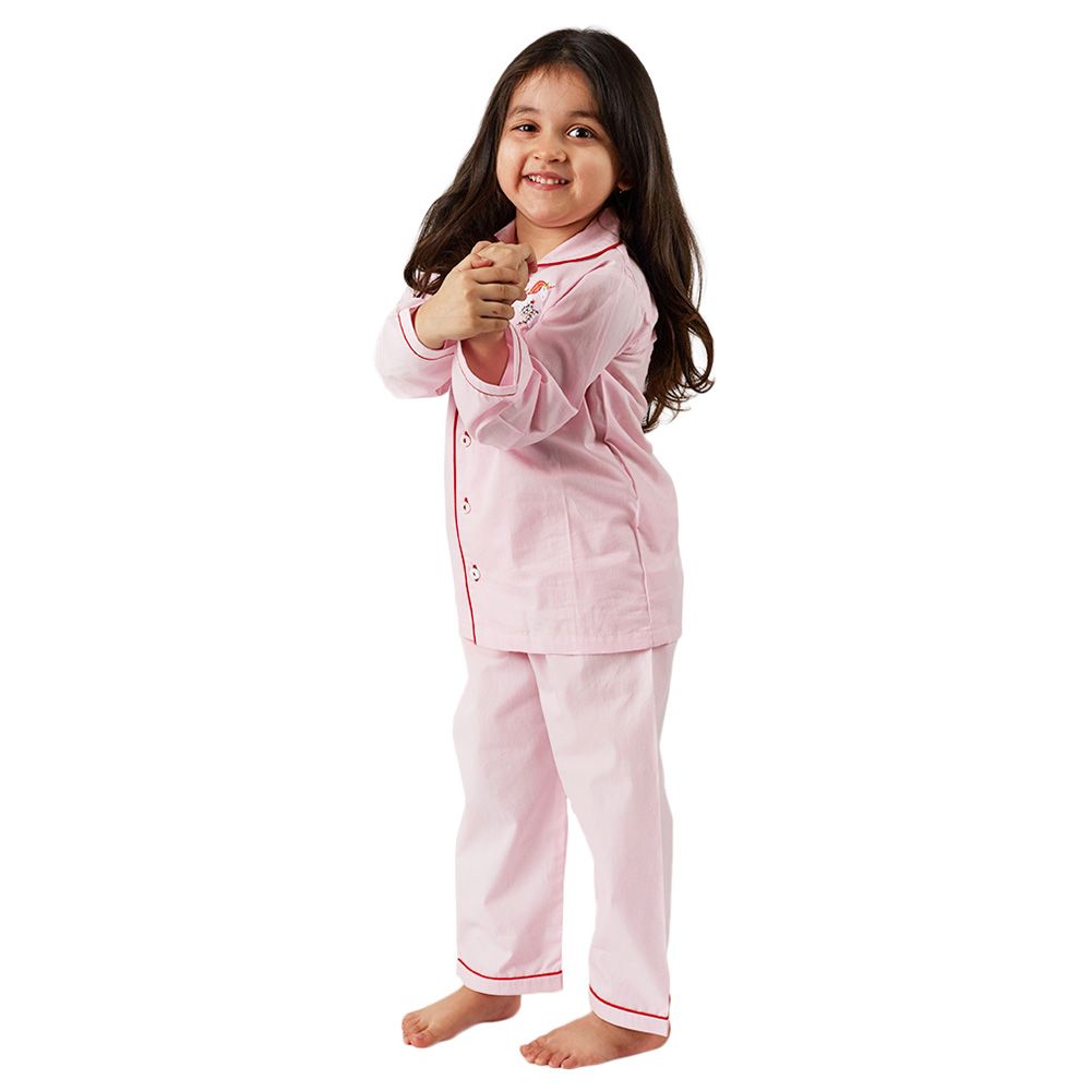 Little West Street Happy Unicorn Pajama Set Pink/Red