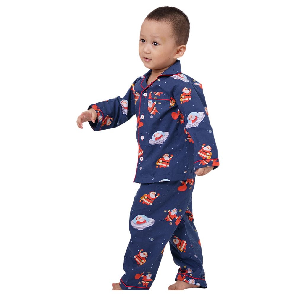 Little West Street - Space Santa Pajama Set - Blue