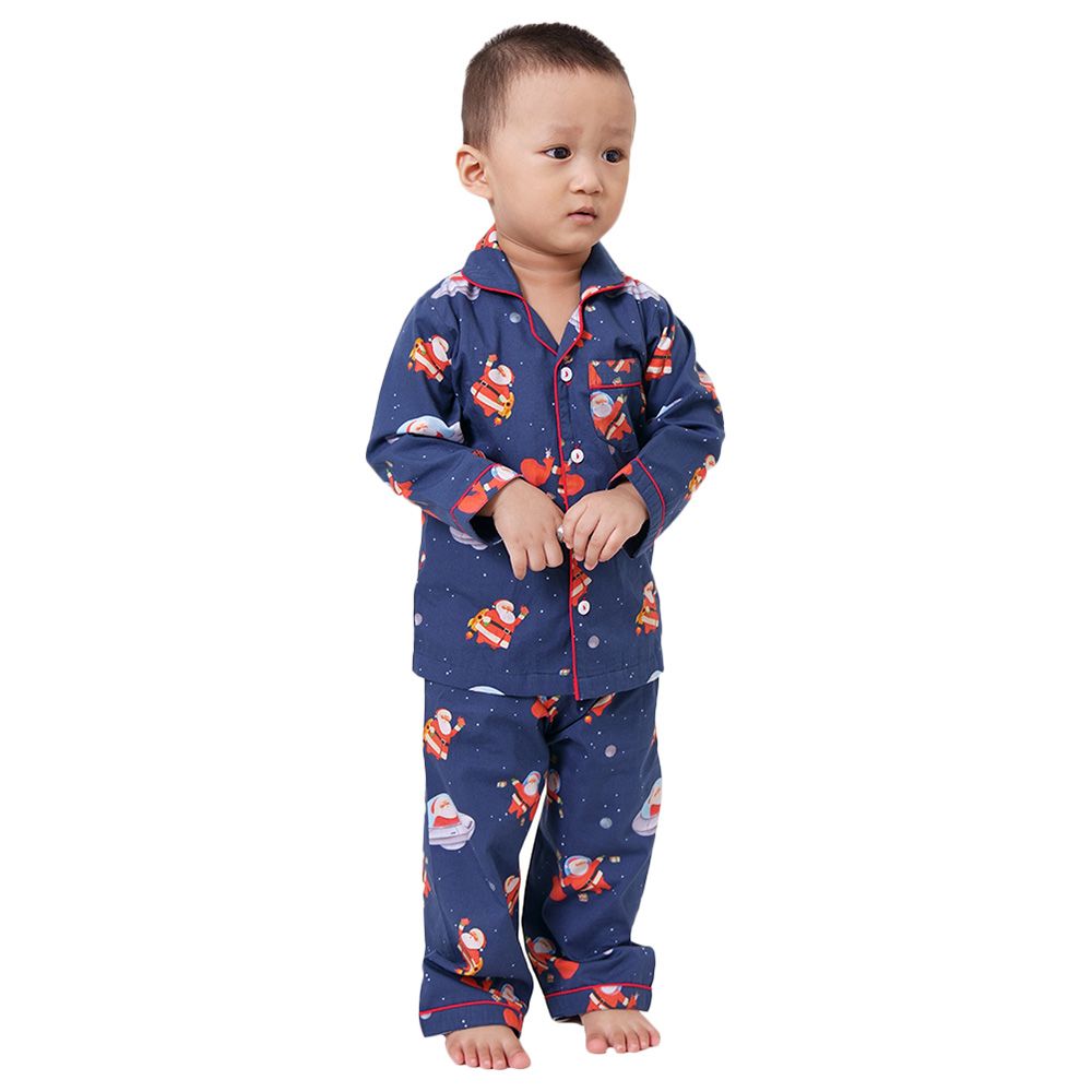 Little West Street - Space Santa Pajama Set - Blue