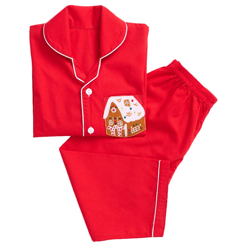 Little West Street - Gingerbread House Pajama Set - Red