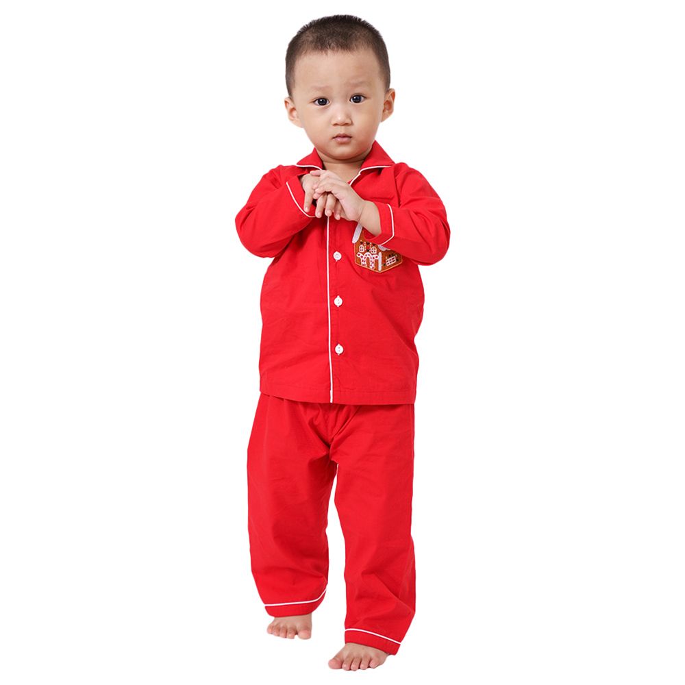 Little West Street - Gingerbread House Pajama Set - Red