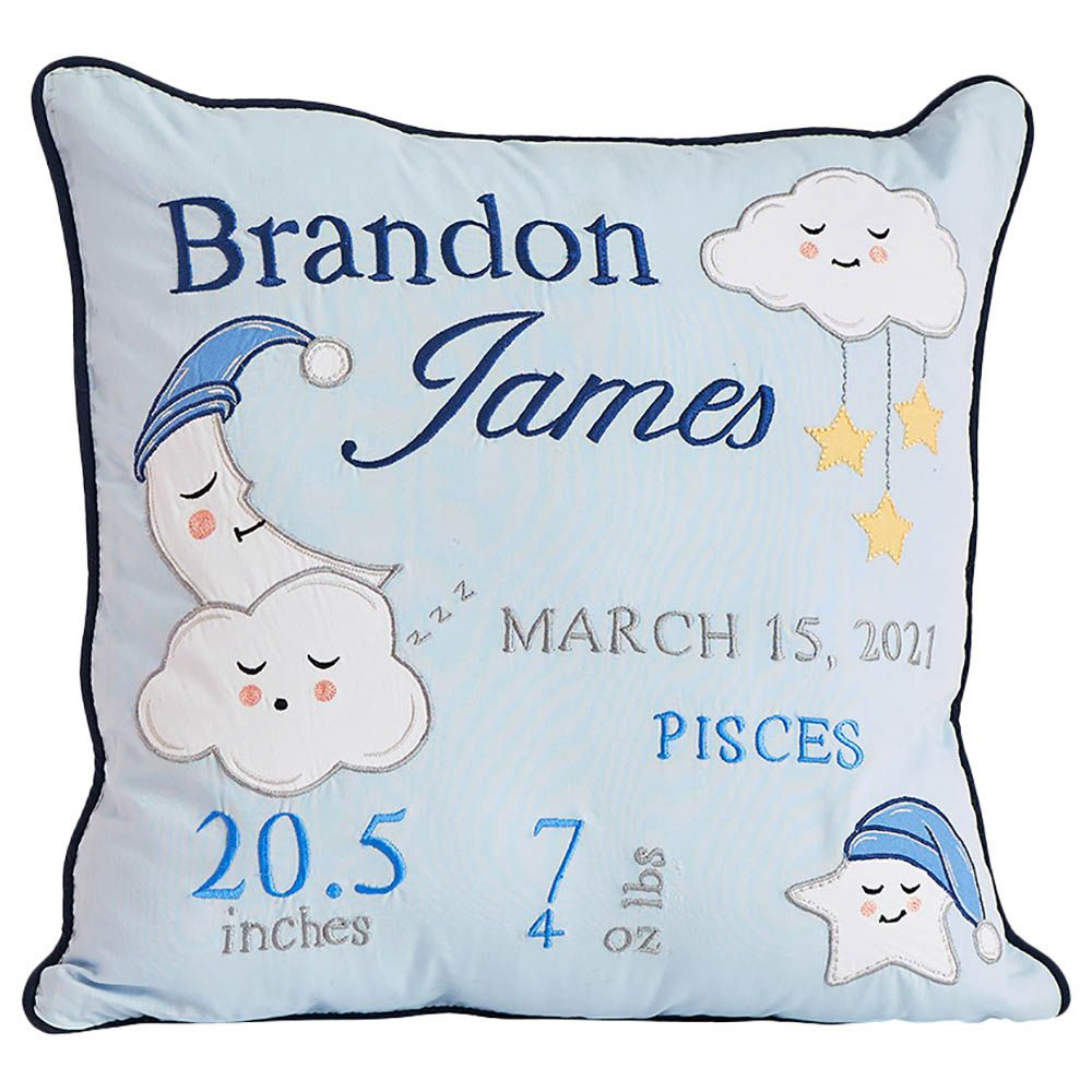 Little West Street - Celestial Blue Birth Stat Pillow