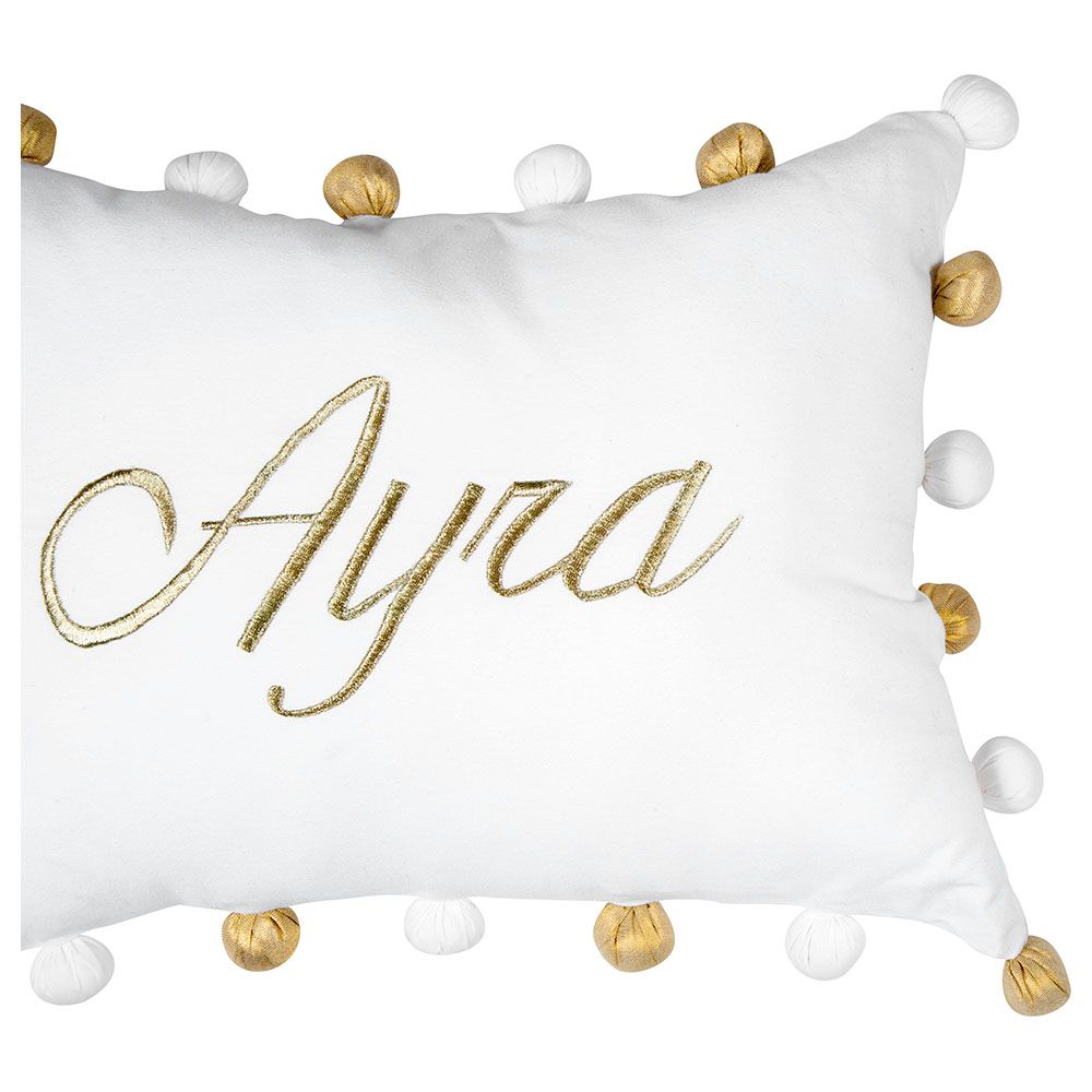 Little West Street - Christmas Pom Pom Pillow - White/Gold