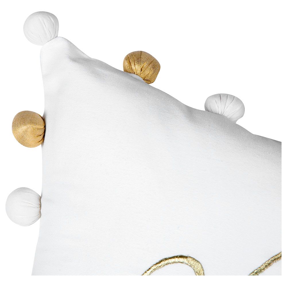 Little West Street - Christmas Pom Pom Pillow - White/Gold