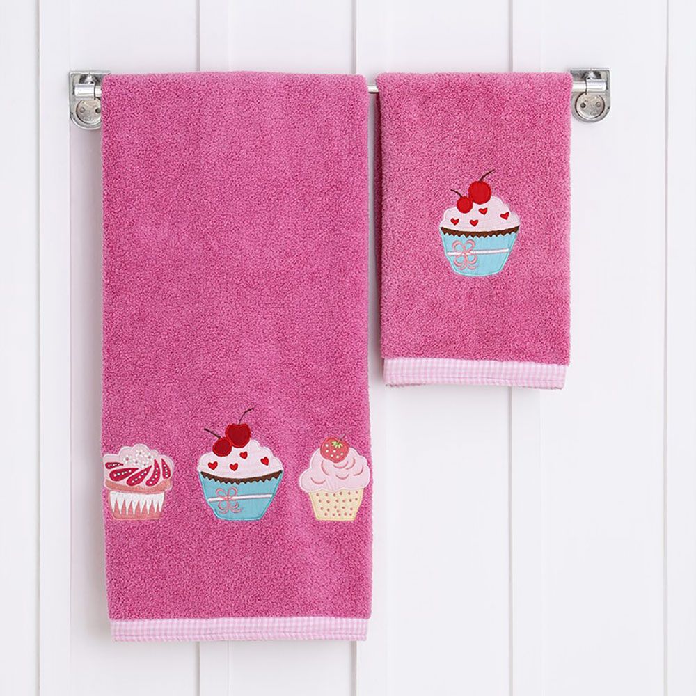 Little West Street - Cupcake Hand And Bath Towel - Pink