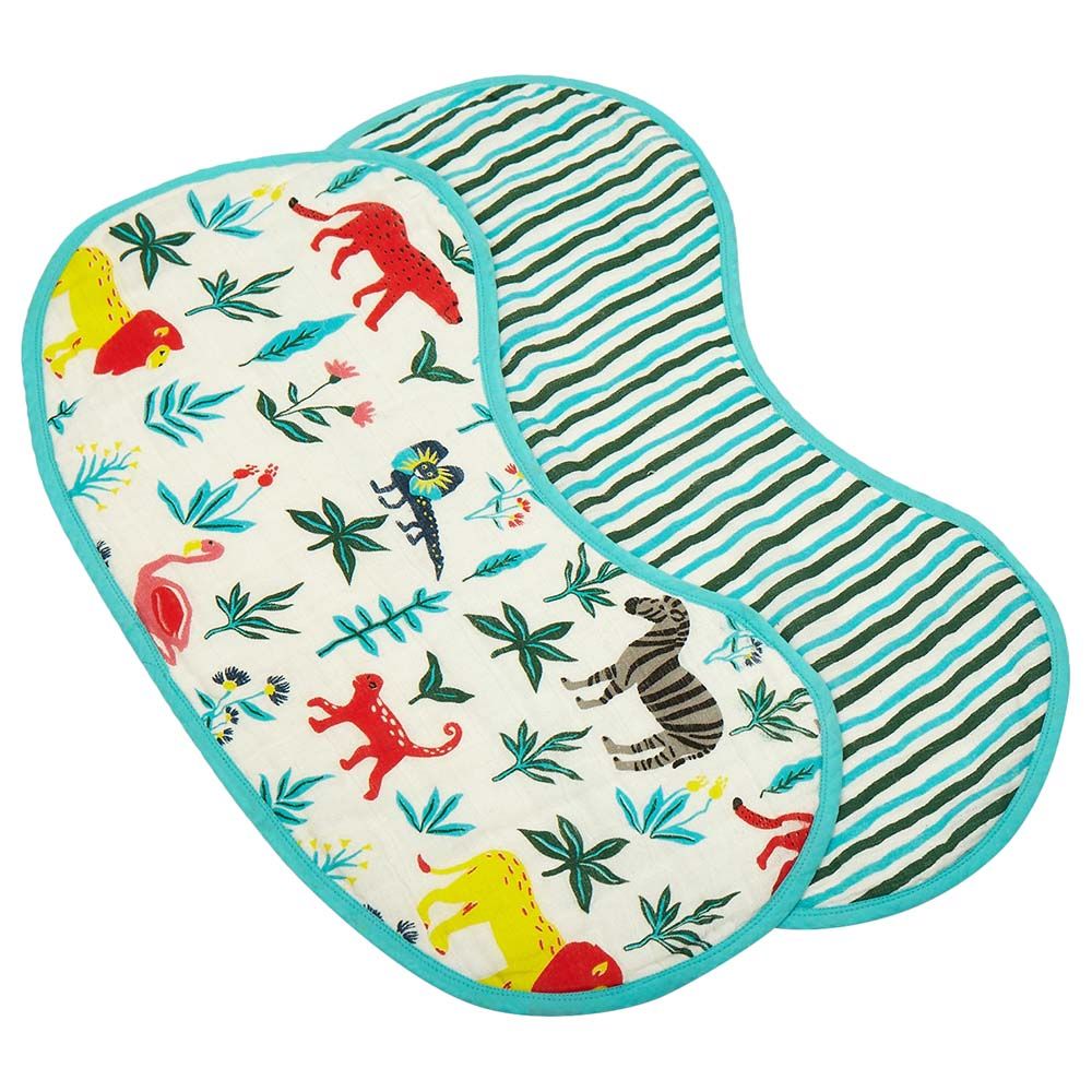 Little West Street - Serengeti Burp Cloth & Bib Set - Blue