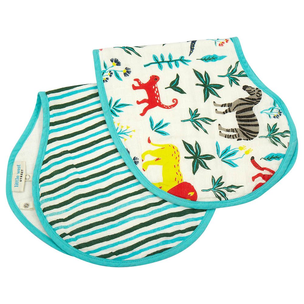 Little West Street - Serengeti Burp Cloth & Bib Set - Blue