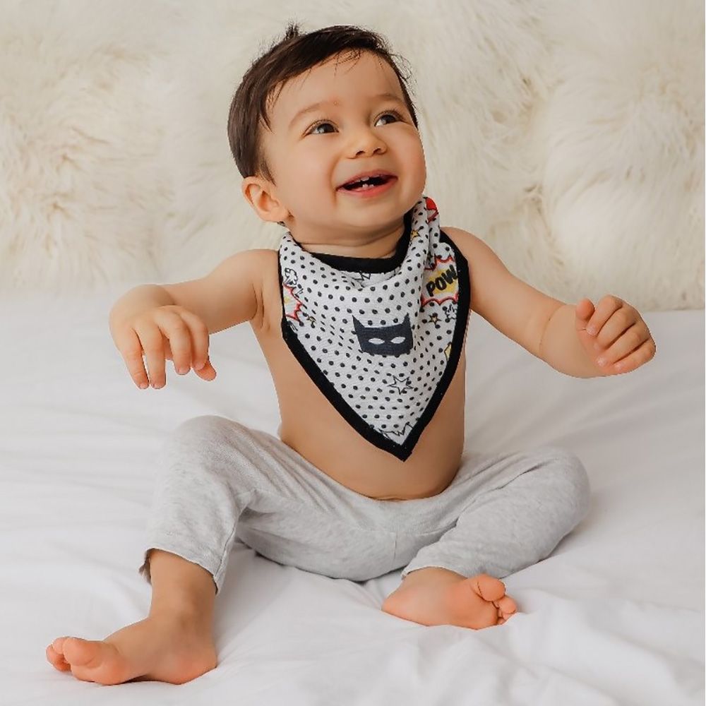 Little West Street - Superhero Bandana Bib Set - Black