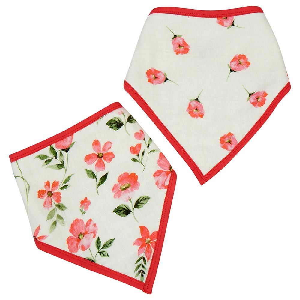 Little West Street - Blossoms Bandana Bib Set - Red