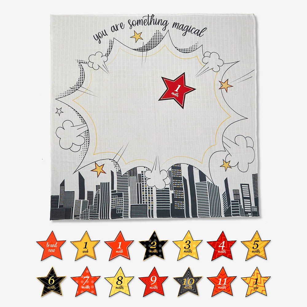 Little West Street - Superhero Milestone Organic Swaddle