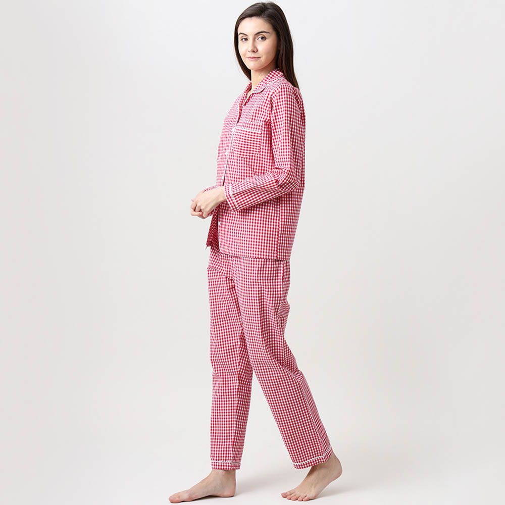 Little West Street - Women Classic Red Gingham Pajama Set