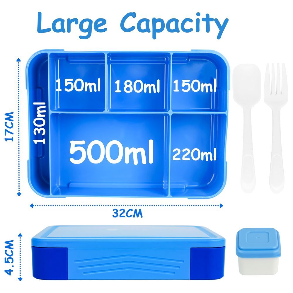 Mumfactory - 5 Compartment Lunch Box for Kids - Blue