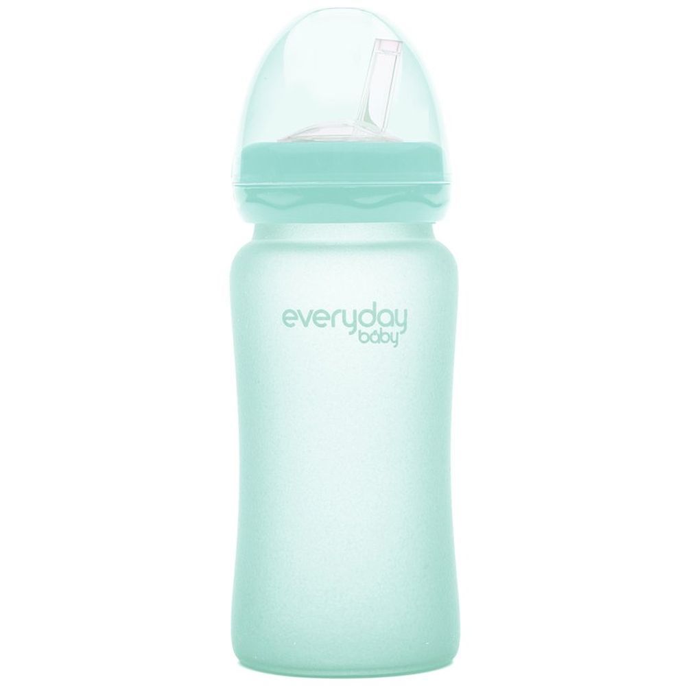 Everyday Baby - Glass Straw Bottles- 240ml Mint Green