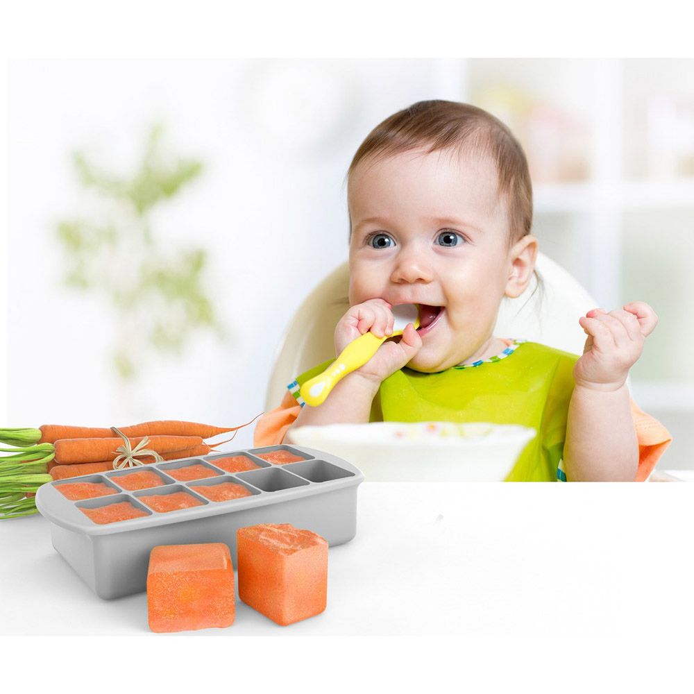 Melii - Silicone Baby Food Freezer Tray - 60ml - Grey