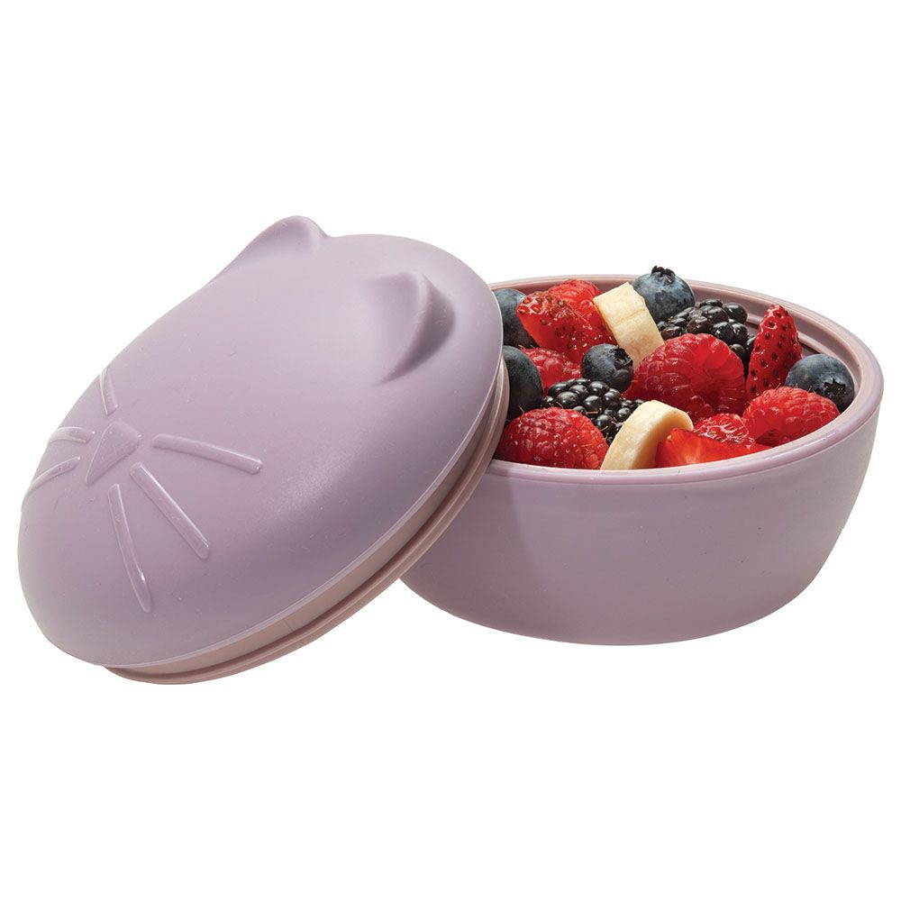 Melii - Silicone Bowl w/ Lid - Cat - 350ml - Purple