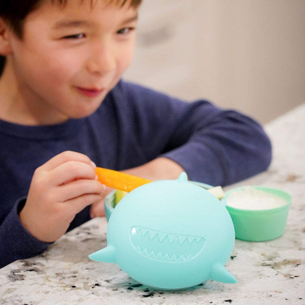 Melii - Silicone Bowl w/ Lid - Shark - 350ml - Turquoise