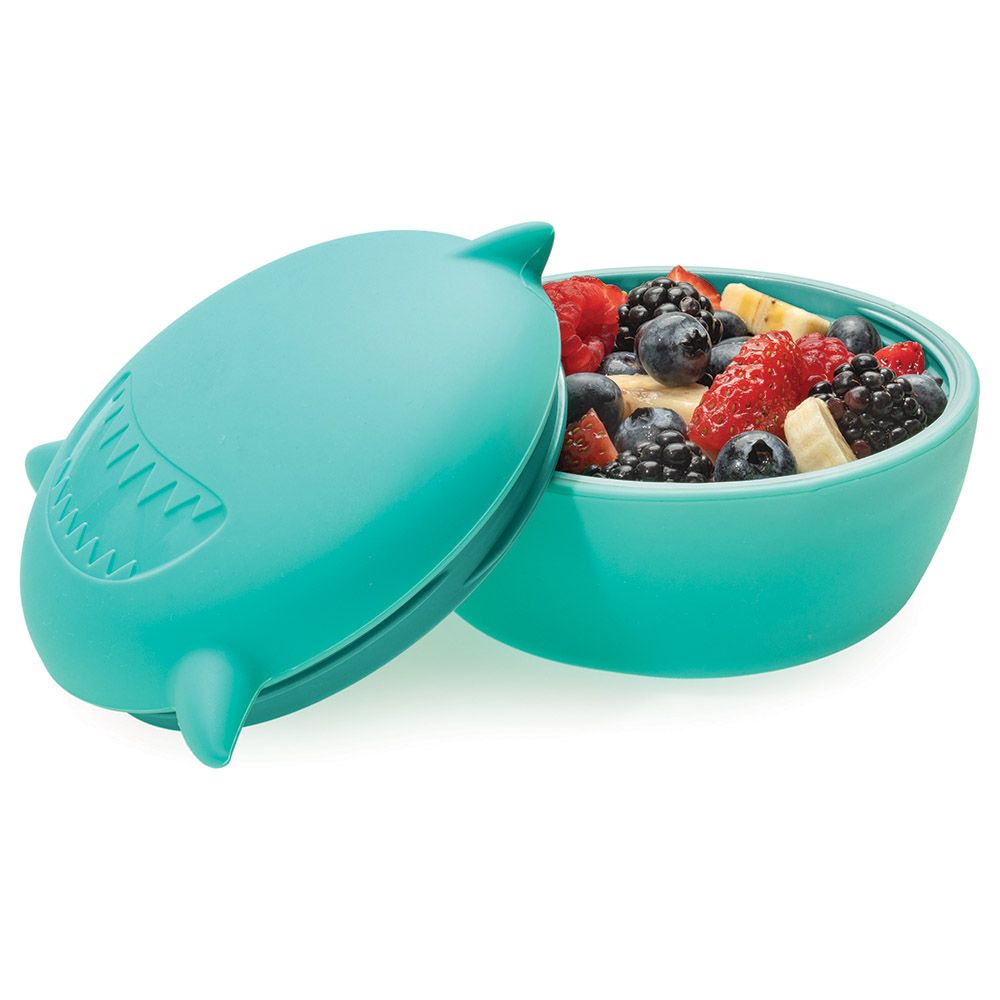 Melii - Silicone Bowl w/ Lid - Shark - 350ml - Turquoise