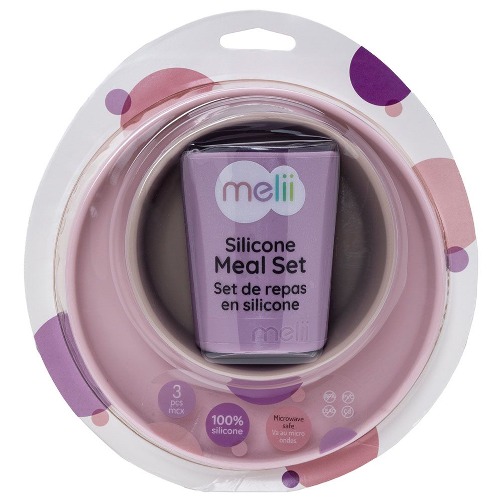 Melii - Silicone Feeding Set - 3pc - Pink