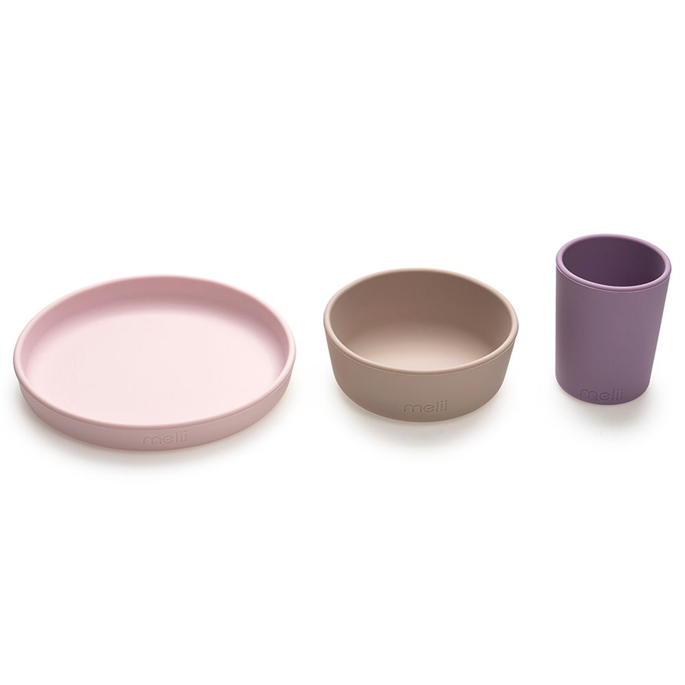 Melii - Silicone Feeding Set - 3pc - Pink