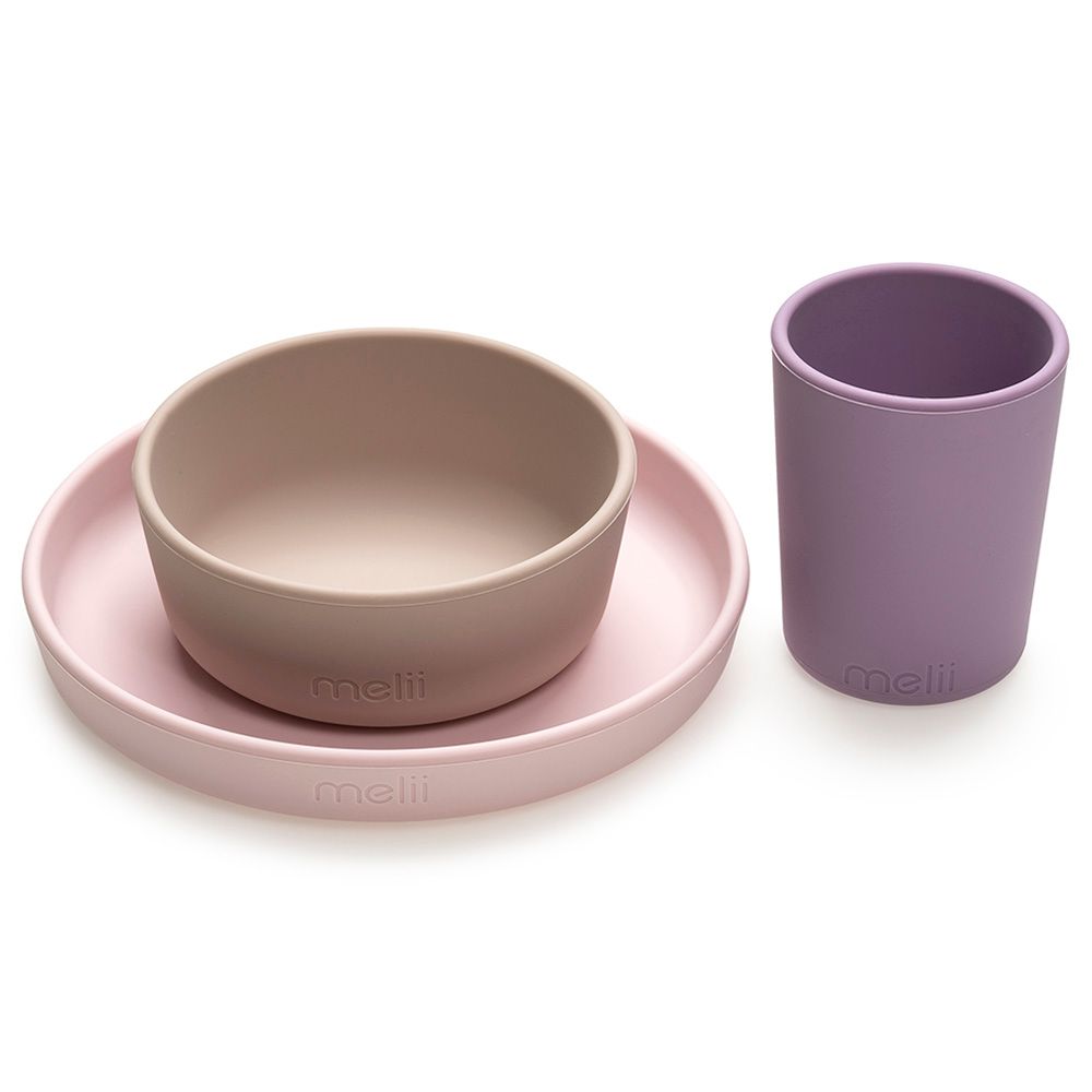 Melii - Silicone Feeding Set - 3pc - Pink