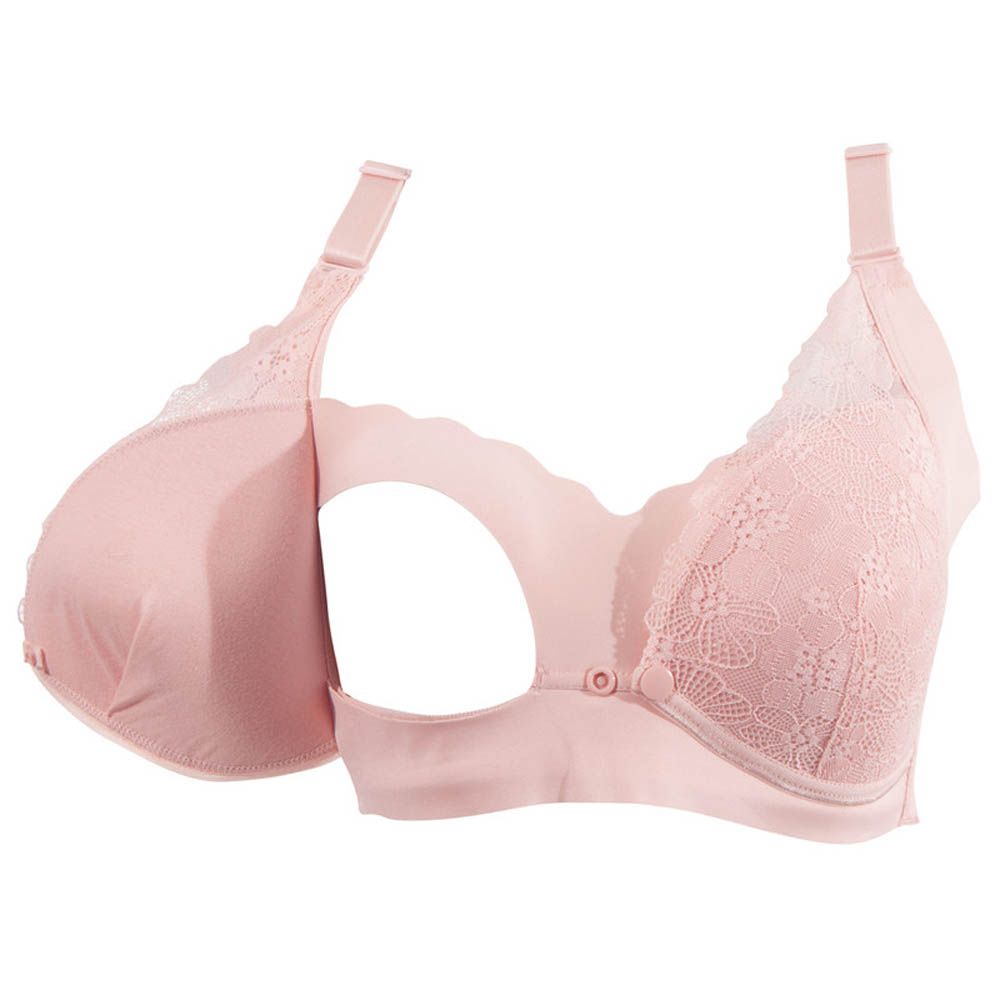 Okus - Pretty Lace Maternity & Nursing Bra - Pink