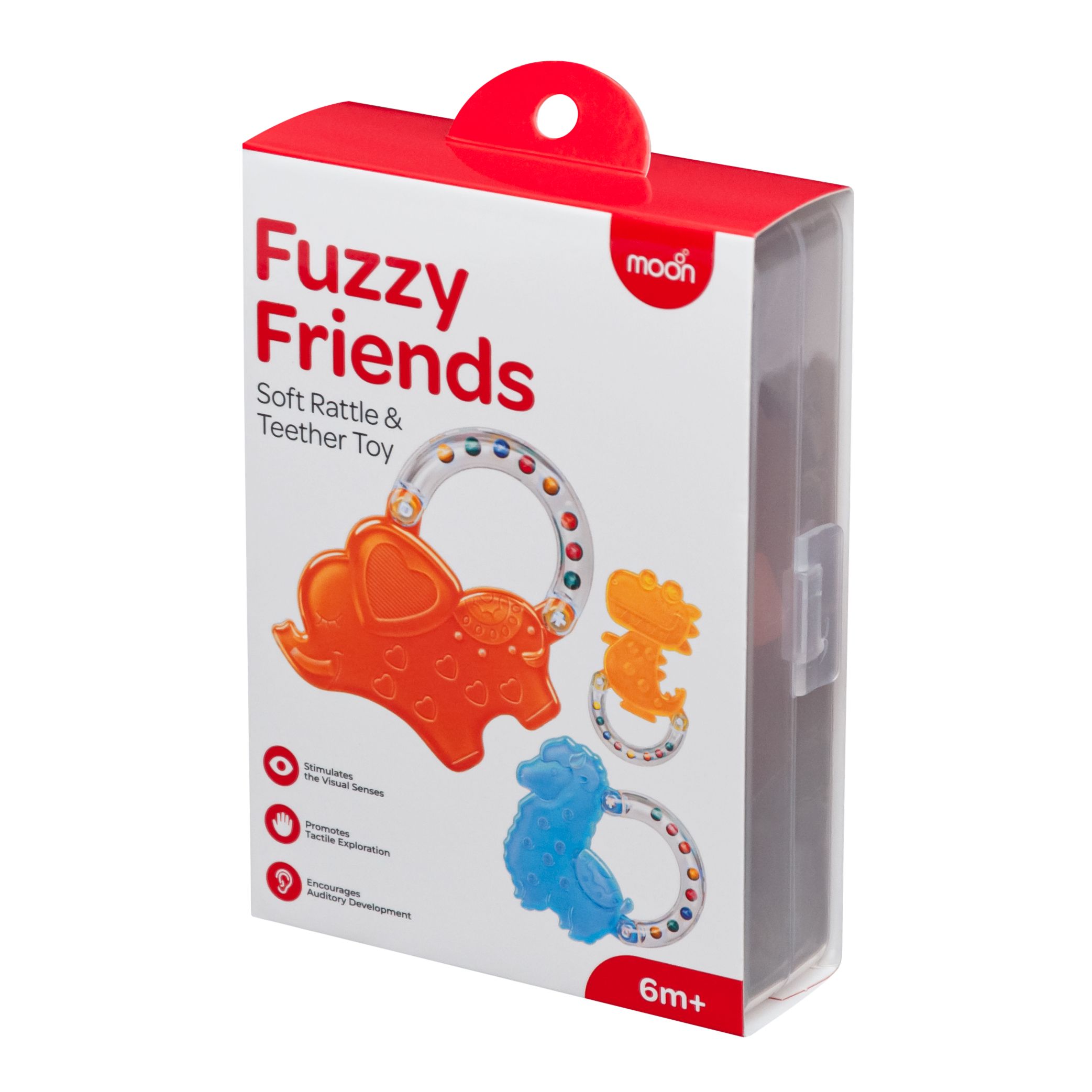 Moon - Fuzzy Friends Soft Rattle & Teether Toy - Elephant