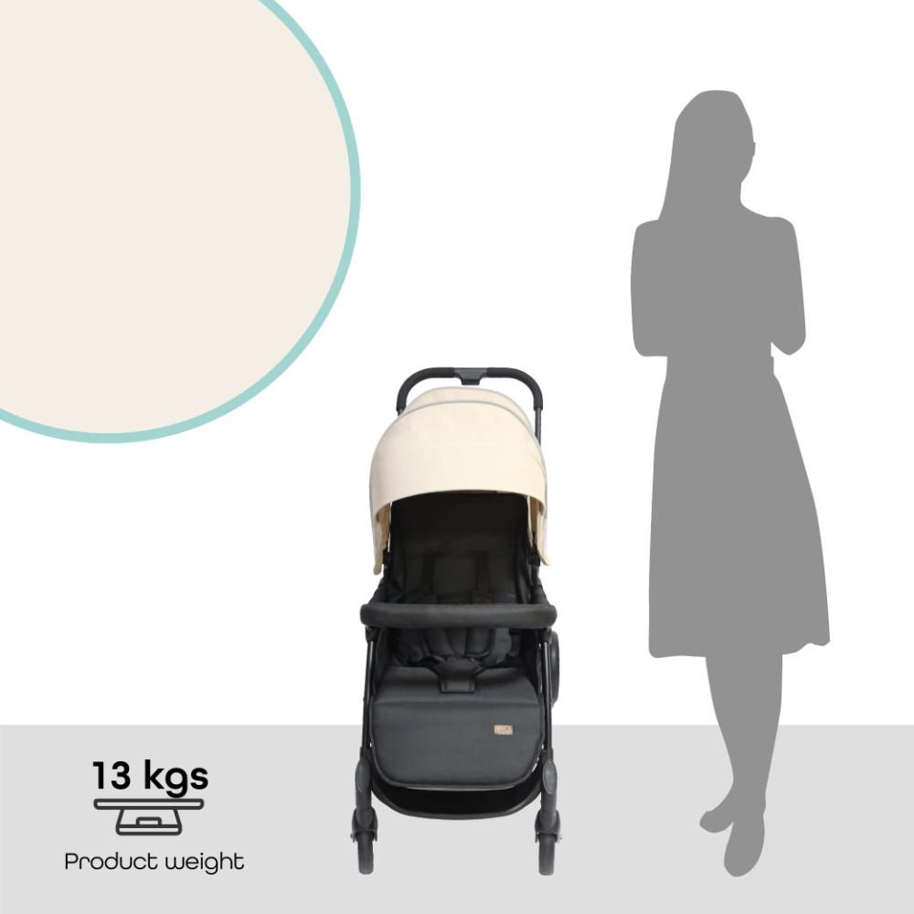 Moon - Dois Foldable Twin Stroller - Beige