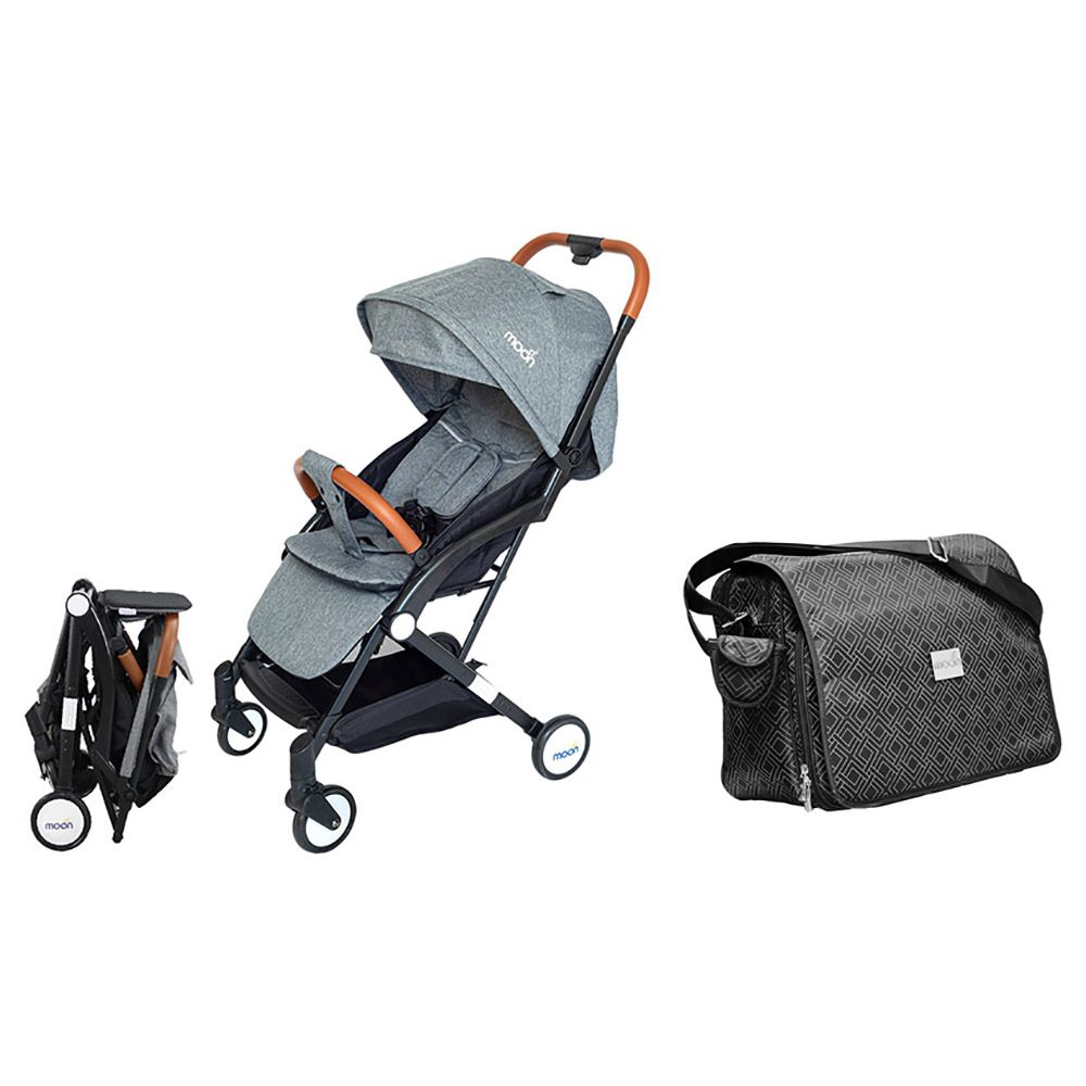 Moon - Ritzi Travel Cabin - Grey + 4ever Diaper Bag - Black