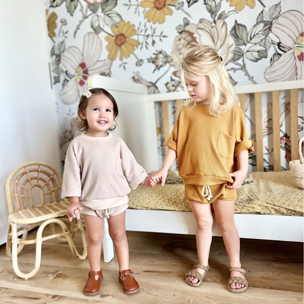 Mon.Amelissa - 2pc-Set - Babys Waffle Outfit - Toffee