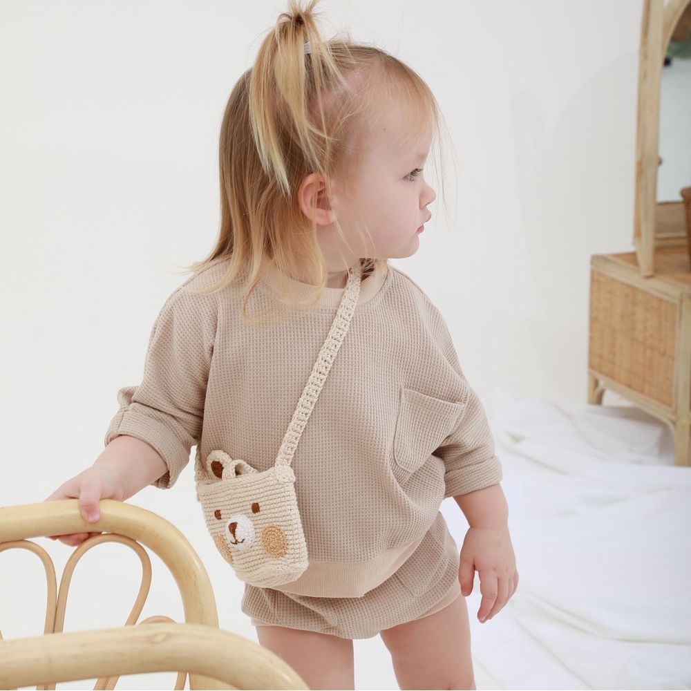 Mon.Amelissa - 2pc-Set - Babys Waffle Outfit - Almond