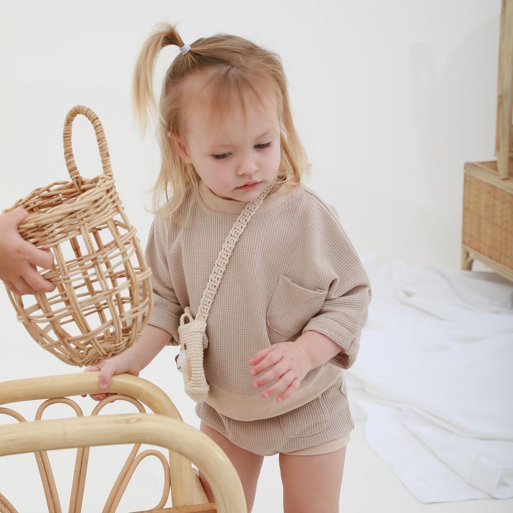 Mon.Amelissa - 2pc-Set - Babys Waffle Outfit - Almond