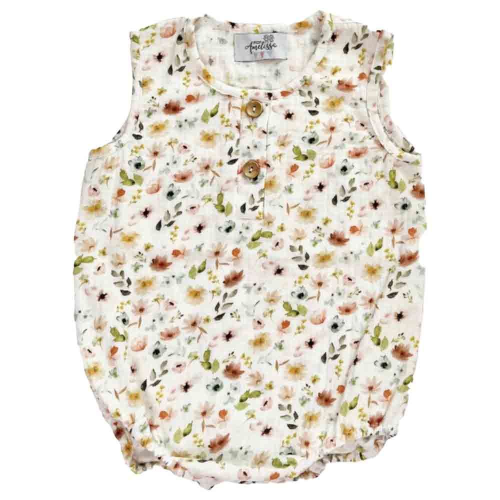 Mon.Amelissa - Bubble Muslin Flower Romper